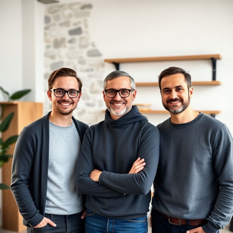 Portret tri-članske SEO ekipe v minimalnem slovenskem studiu
